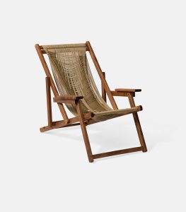 Wooden Deck Chair Handwoven Rope 1