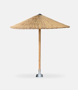 Single-Tier Woven Reed Beach Umbrella Zeus – Side View