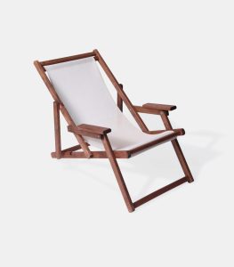 Wooden Deck Chair Ecru PVC