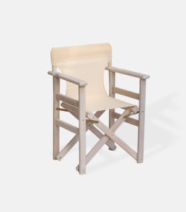 Wooden Director's Chair (Beech) White / Ecru PVC