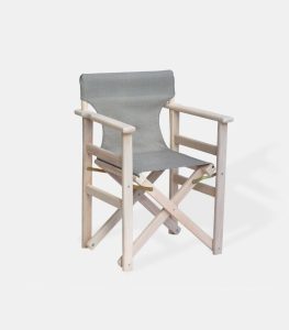 Καρέκλα Σκηνοθέτη Ξύλινη Οξιά Λευκή / Γκρι PVC