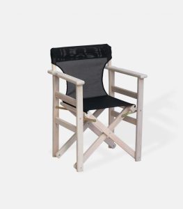 Wooden Director's Chair (Beech) White / Black PVC