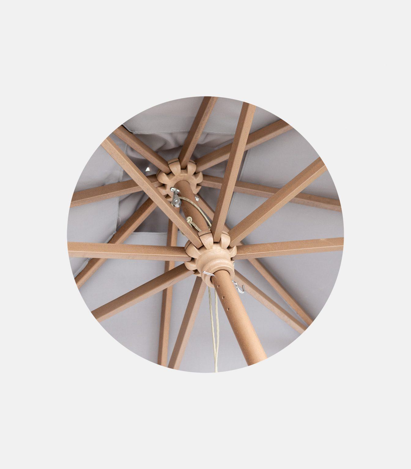 Ομπρέλα ξύλινη τετράγωνη 2.30 Χ 2.30m με πολυεστερικό ύφασμα Γκρι