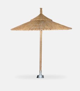 Double-Tier Woven Reed Beach Umbrella Hera - Side View