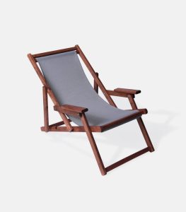 Wooden Deck Chair Grey PVC