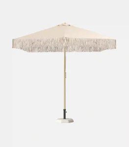 Ομπρέλα αλουμινίου με κρόσσι Τετράγωνη - Πλαϊνή όψη