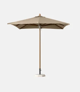 Premium square wooden umbrella 2.30 x 2.30 m with mocca acrylic canopy