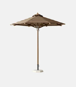 Wooden umbrella Ø 2.20 / Ø 2.50 m with striped acrylic canopy