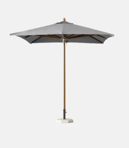 Square wooden umbrella 2.30 x 2.30 m with grey acrylic canopy