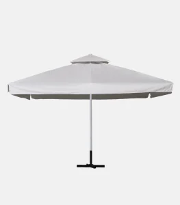 Telescopic aluminum umbrella 4 x 4m with ecru polyester canopy - Side view