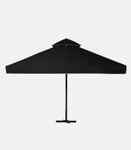 Telescopic aluminum umbrella 4 x 4m with black acrylic canopy - Side view
