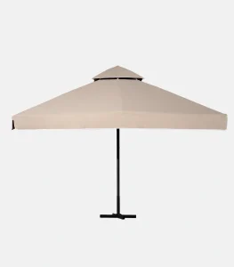 Telescopic aluminum umbrella 4 x 4m with mocca acrylic canopy - Side view