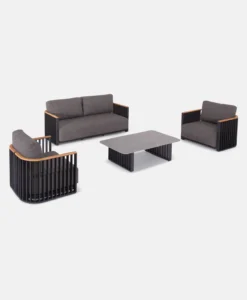 ΣΕΤ ΣΑΛΟΝΙΟΥ S-07 αλουμινίου ανθρακί με γκρι μαξιλάρια εξωτερικού χώρου