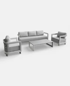 ΣΕΤ ΣΑΛΟΝΙΟΥ S-08 αλουμινίου γκρι με γκρι μαξιλάρια εξωτερικού χώρου