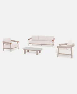 ΣΕΤ ΣΑΛΟΝΙΟΥ S-09 αλουμινίου κρεμ με κρεμ μαξιλάρια εξωτερικού χώρου