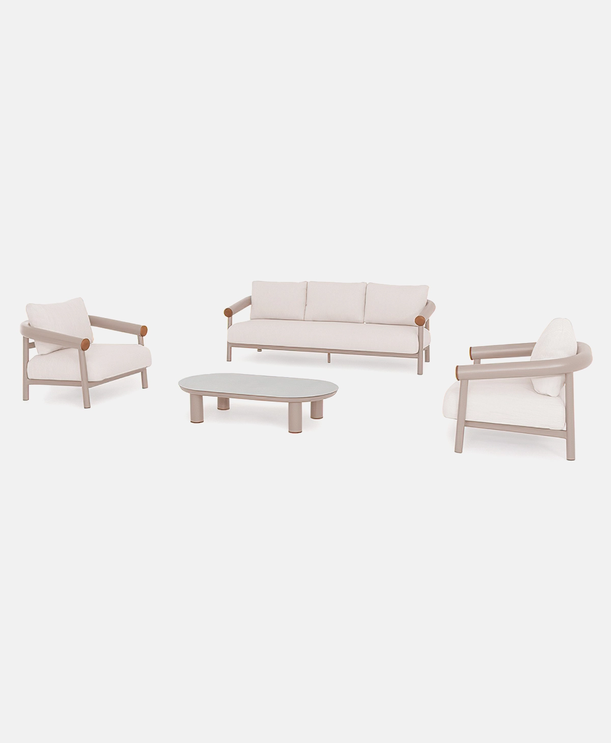 ΣΕΤ ΣΑΛΟΝΙΟΥ S-09 αλουμινίου κρεμ με κρεμ μαξιλάρια εξωτερικού χώρου