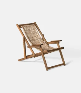 Wooden Deck Chair Handwoven Rope 2